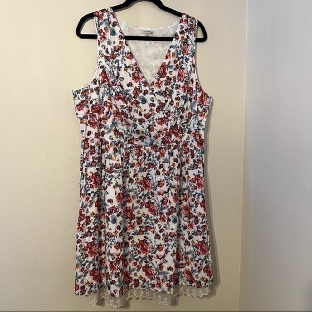 Lace & Mesh size 2X floral butterfly print dress